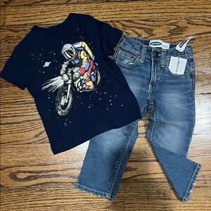 Kids Space Graphic Tee and Jeans Set